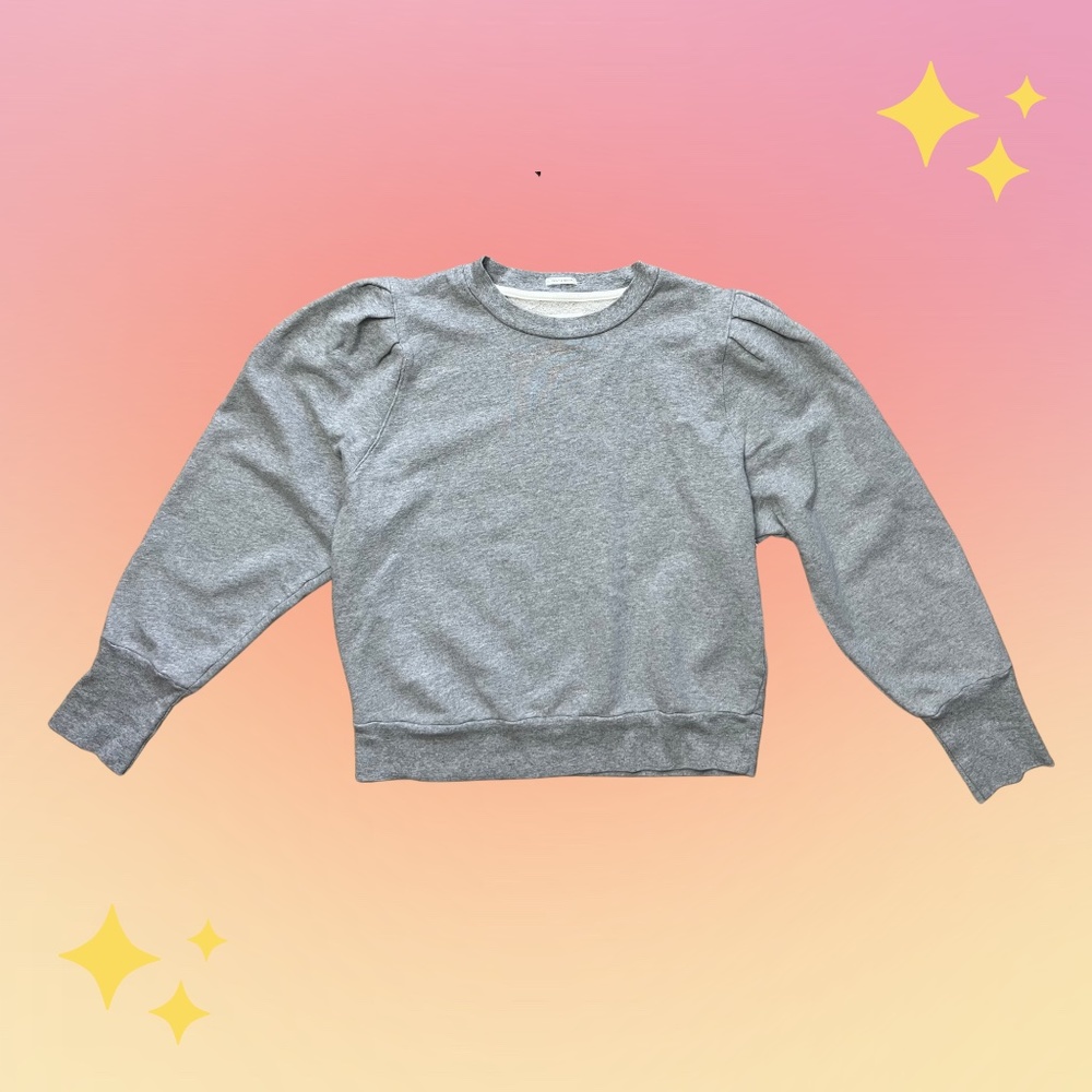Mother Denim "Curve Ball" Sweatshirt Puff Sleeve Crop